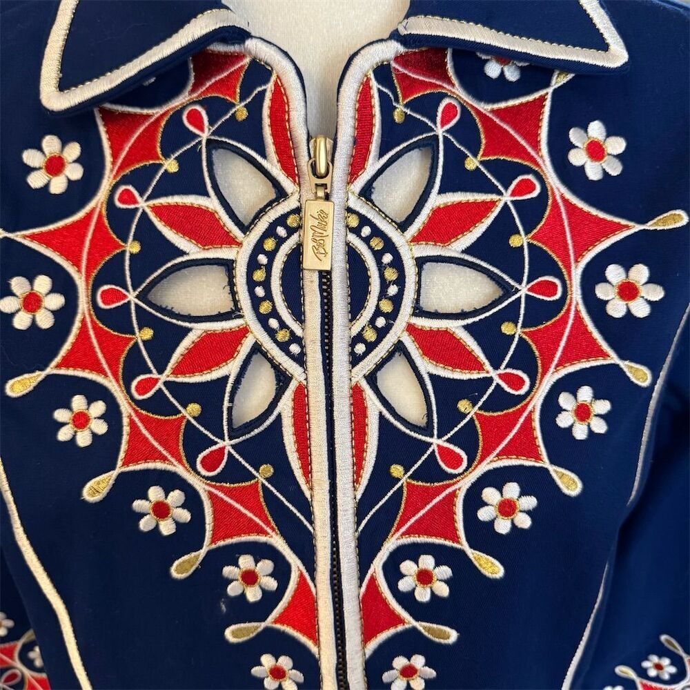 Bob Mackie Wearable Art Blue Embroidered Cutout Jacket Women's Size XS - Picture 3 of 15